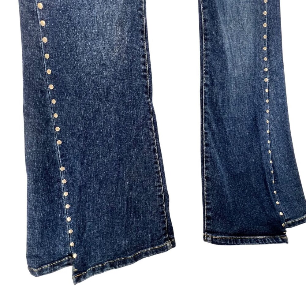 Ceros Denim Flared Studded Jeans Silver Side Rivets Womens 9/29 Retro Sylish - Picture 4 of 15